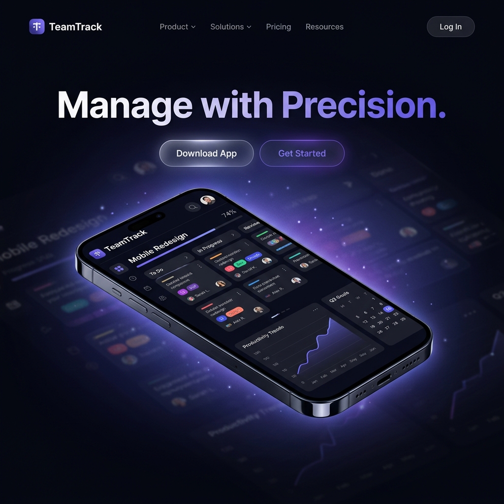 TeamTrack App Dashboard Mockup